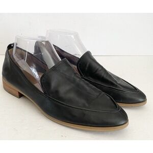 Susina Kellen Women's Sz 9M Black Leather Slip On Loafer Shoes Almond Toe Flats